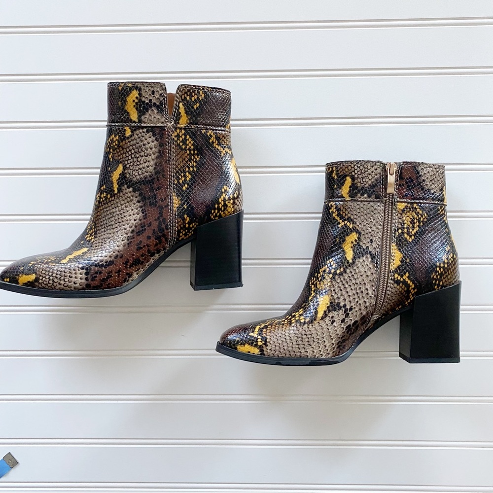 Franco Sarto Snake Print Block Heel Bootie - 8m - image 4